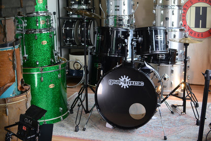 Gear4Music Full Drum Kit in Piano Black Inc. Hardware & Cymbals
