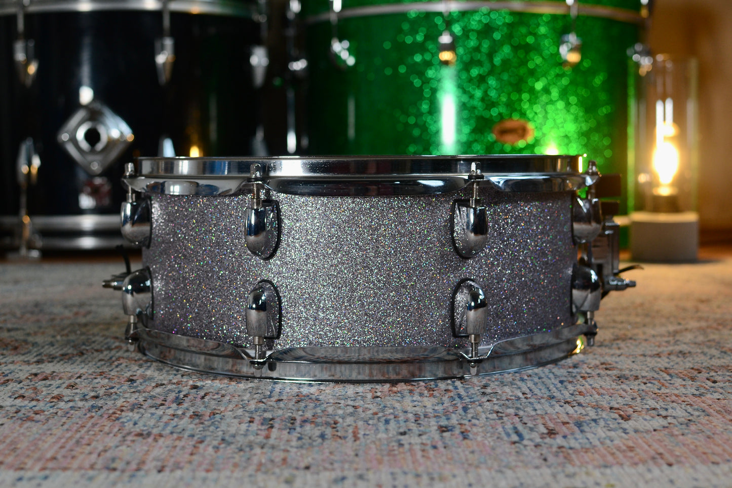 HD Custom 14x5.5" Snare Drum in Silver Sparkle Vinyl Finish