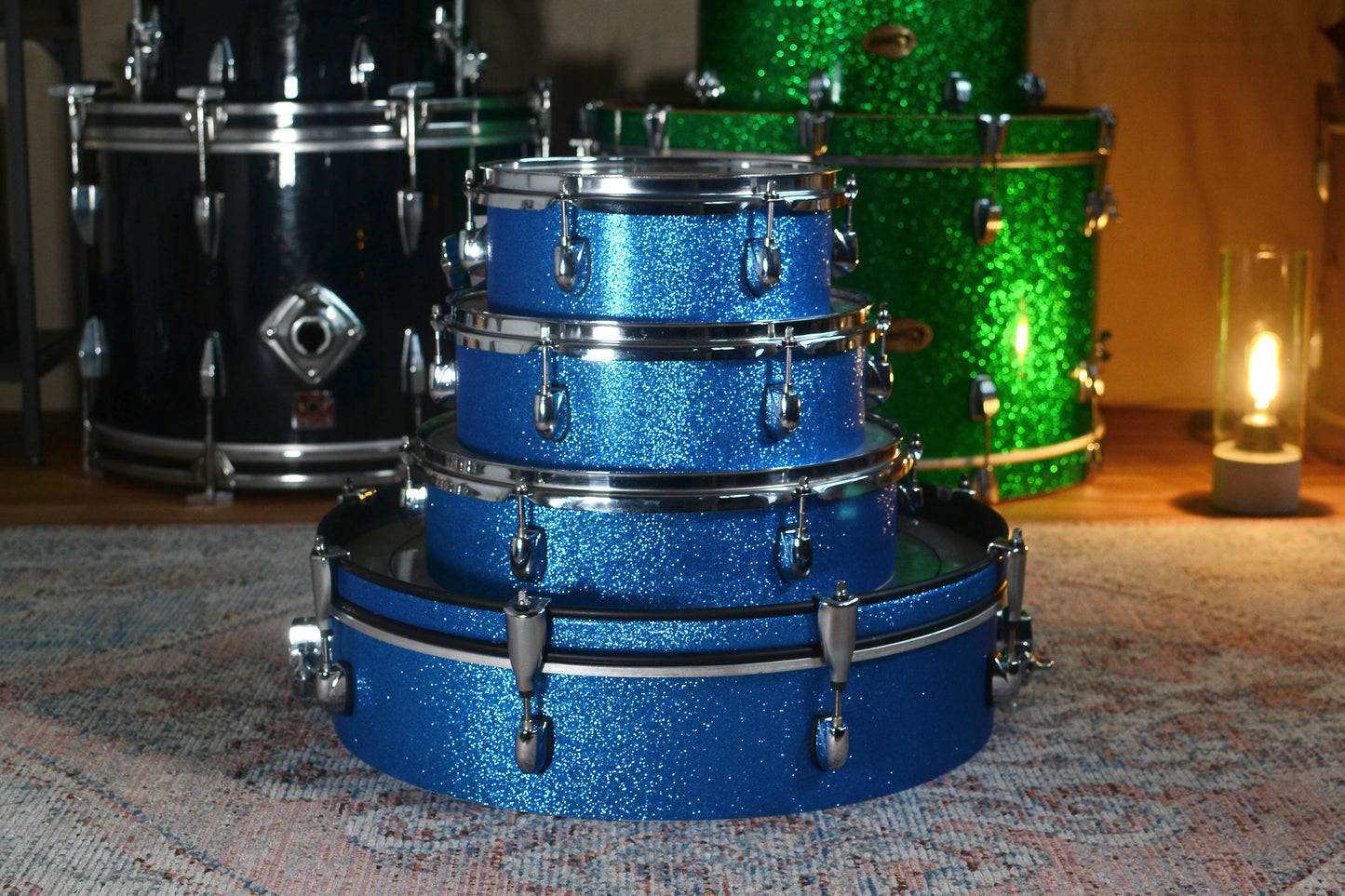 HD Custom 'Chop Kit' 4-piece Compact Drum Kit in Blue Sparkle