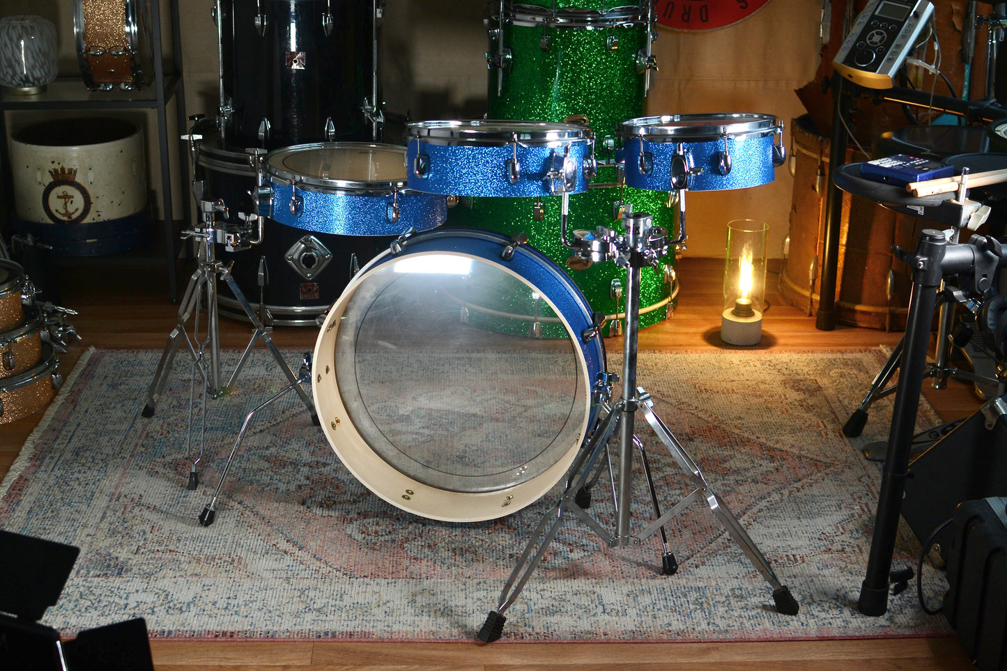 HD Custom 'Chop Kit' 4-piece Compact Drum Kit in Blue Sparkle