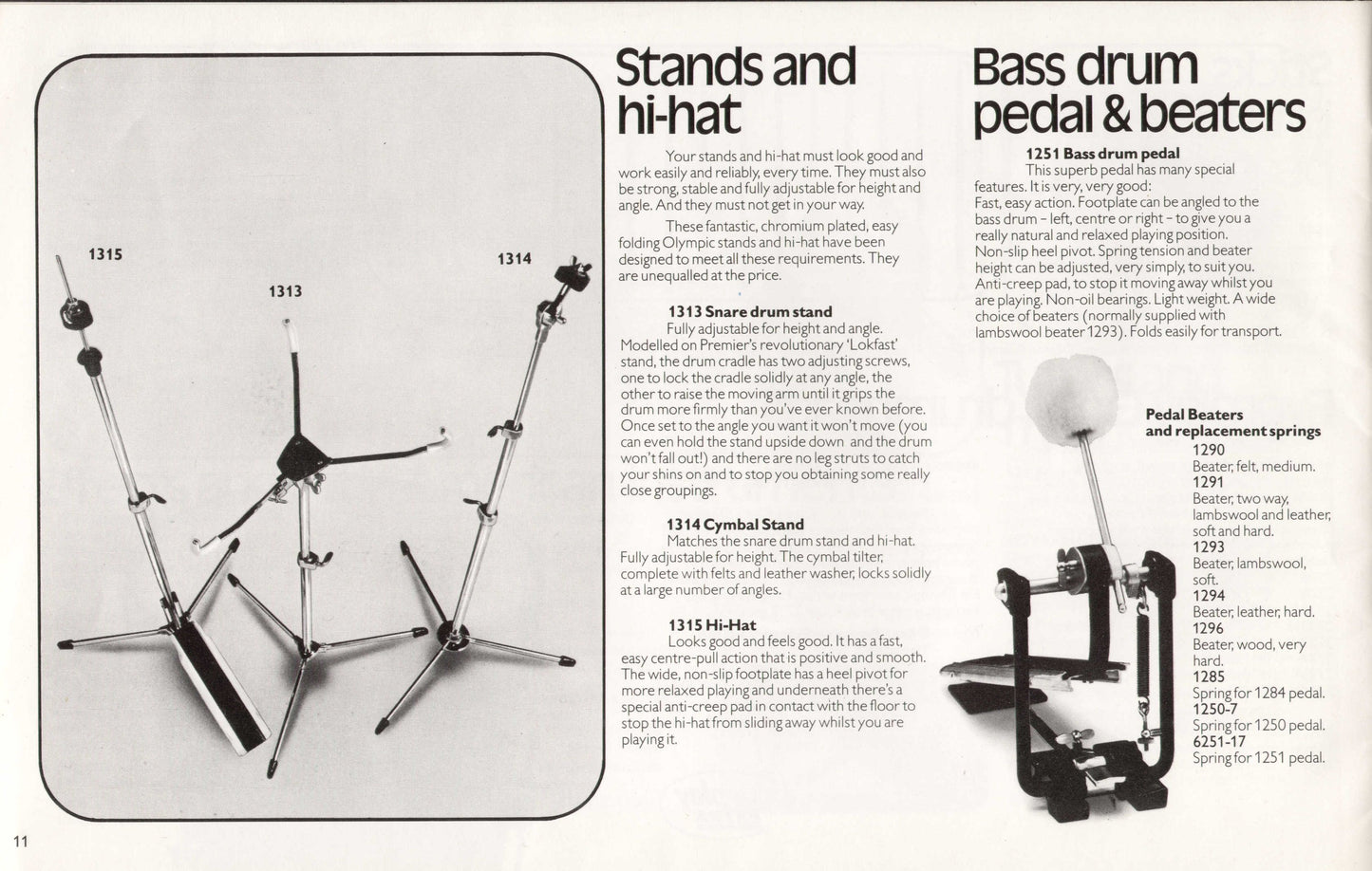 Olympic '1251' Vintage Bass Drum Pedal - 1971