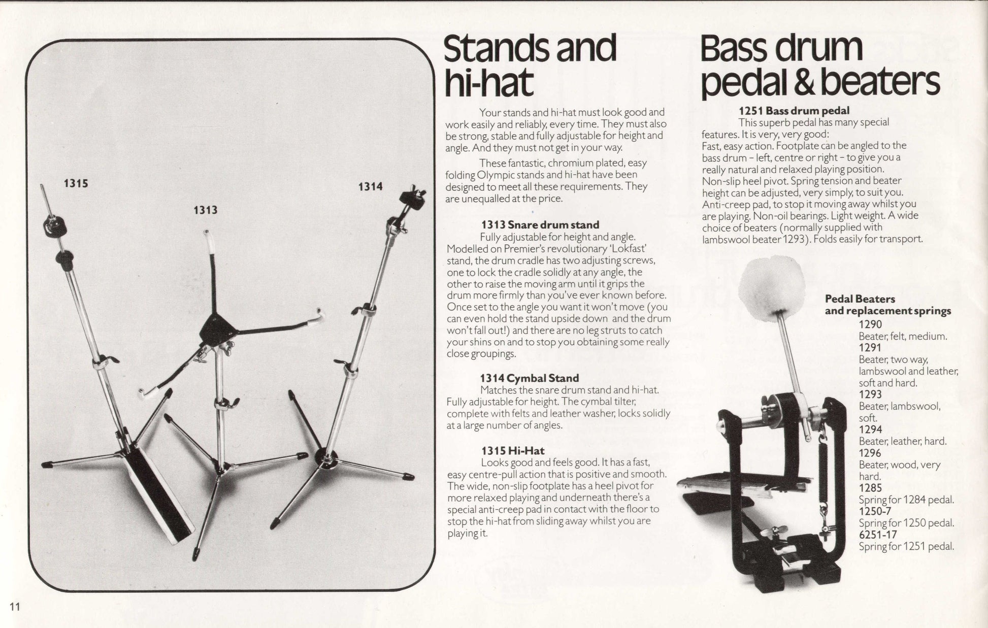 Olympic '1251' Vintage Bass Drum Pedal - 1971