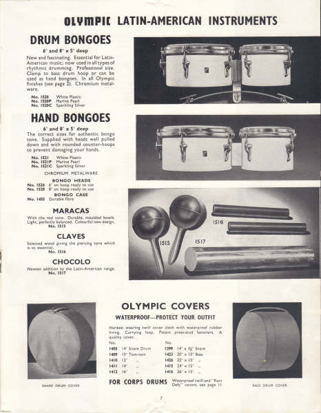 Olympic (Premier) 6 & 8" Drum Bongos in White Marine Pearl -  1950s