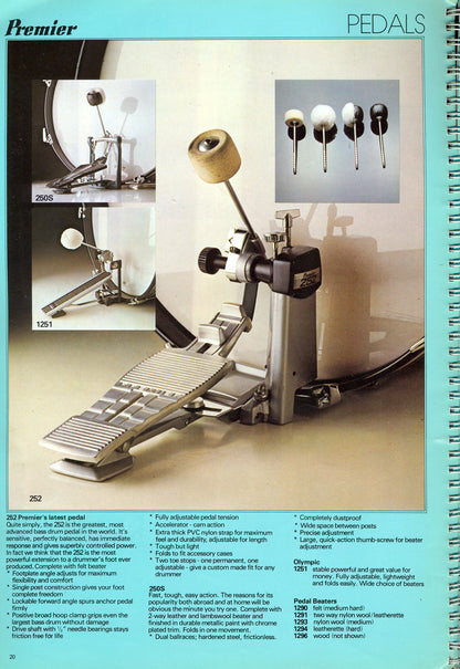 Premier '252' Vintage Bass Drum Pedal with Wood Beater - 1976