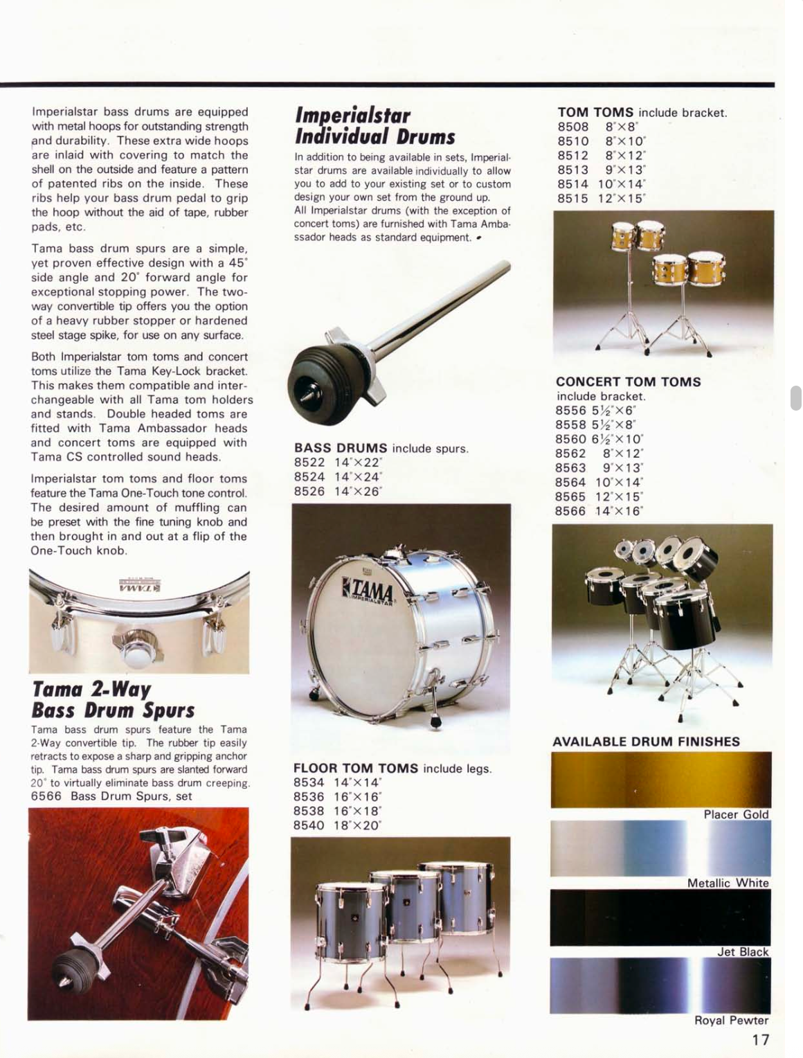 Tama Vintage Imperialstar 4-piece Drum Kit in M-53 Metallic White - 1982