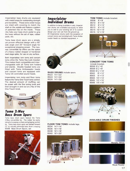 Tama Vintage Imperialstar 4-piece Drum Kit in M-53 Metallic White - 1982