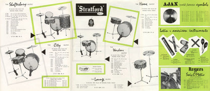 Stratford & Besson (Ajax) 'Shaftsbury' Outfit Drum Kit inc Snare in Red Sparkle - 1960s