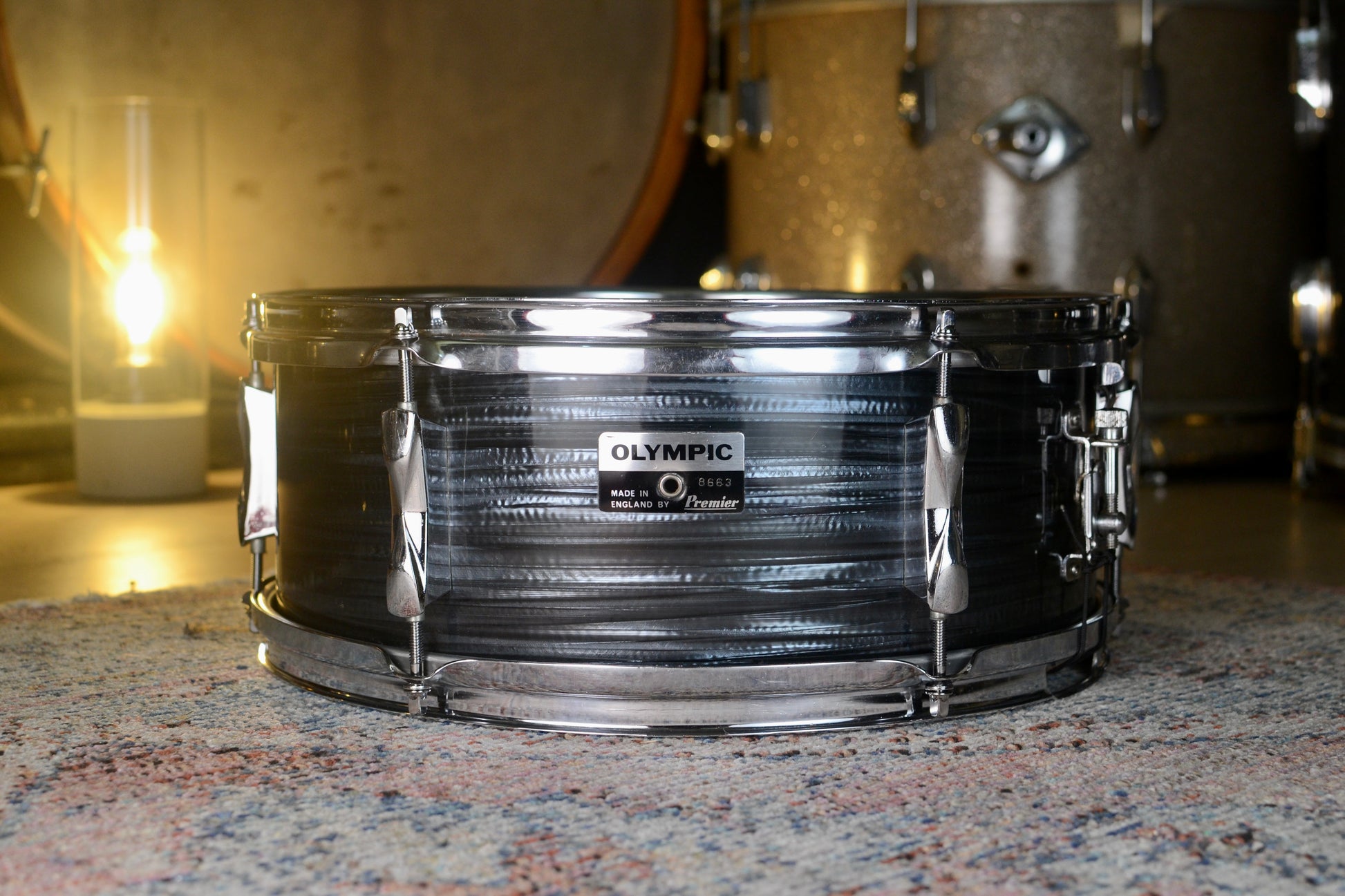 Premier Olympic '1182' Mahogany Snare Drum in Grey Silk Pearl - 1971