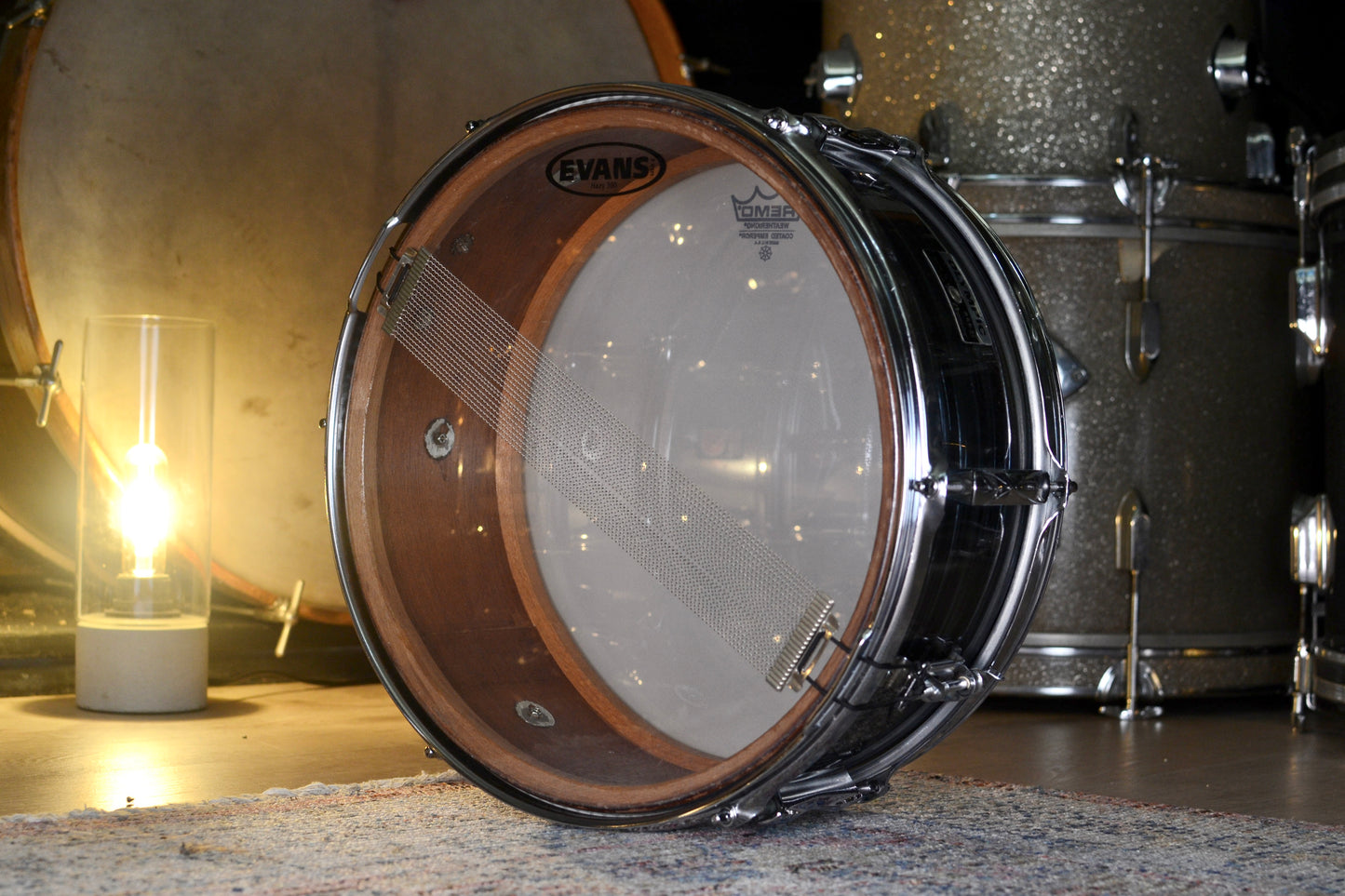 Premier Olympic '1182' Mahogany Snare Drum in Grey Silk Pearl - 1971