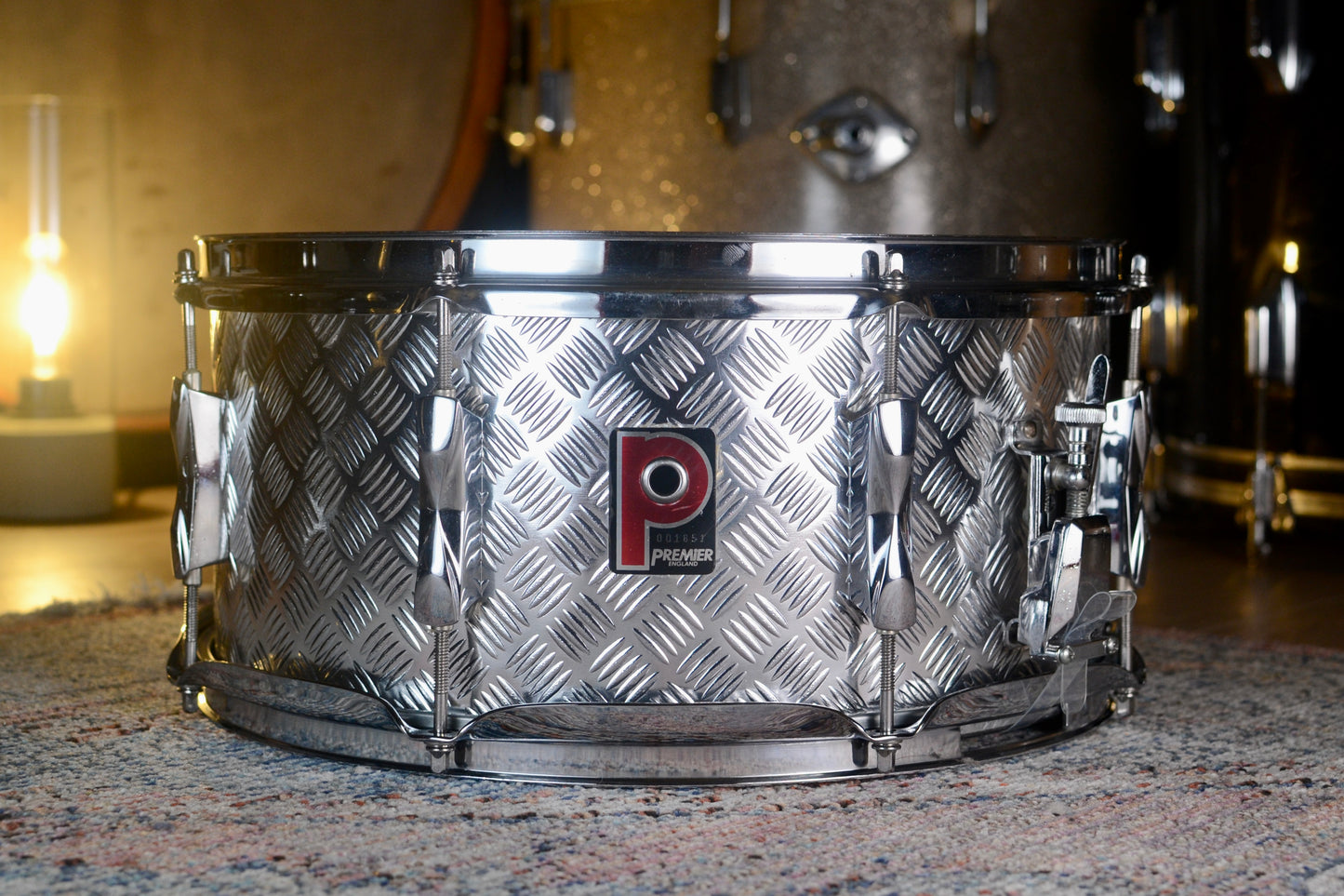 Premier APK 14x6.5" Birch Snare Drum in 'Diamond Plate' Vinyl Wrap