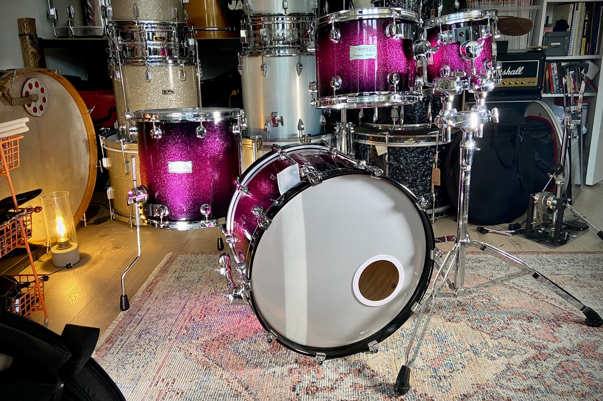 Mapex Saturn Series Fusion Drum Kit in Electric Berry Burst Sparkle - 20/10/12/14"