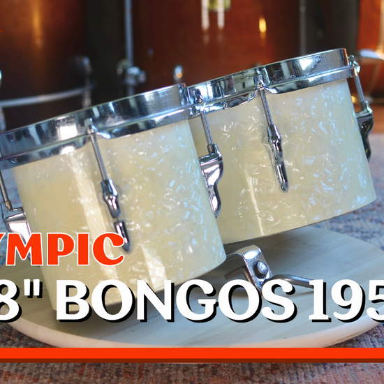 Olympic (Premier) 6 & 8" Drum Bongos in White Marine Pearl -  1950s