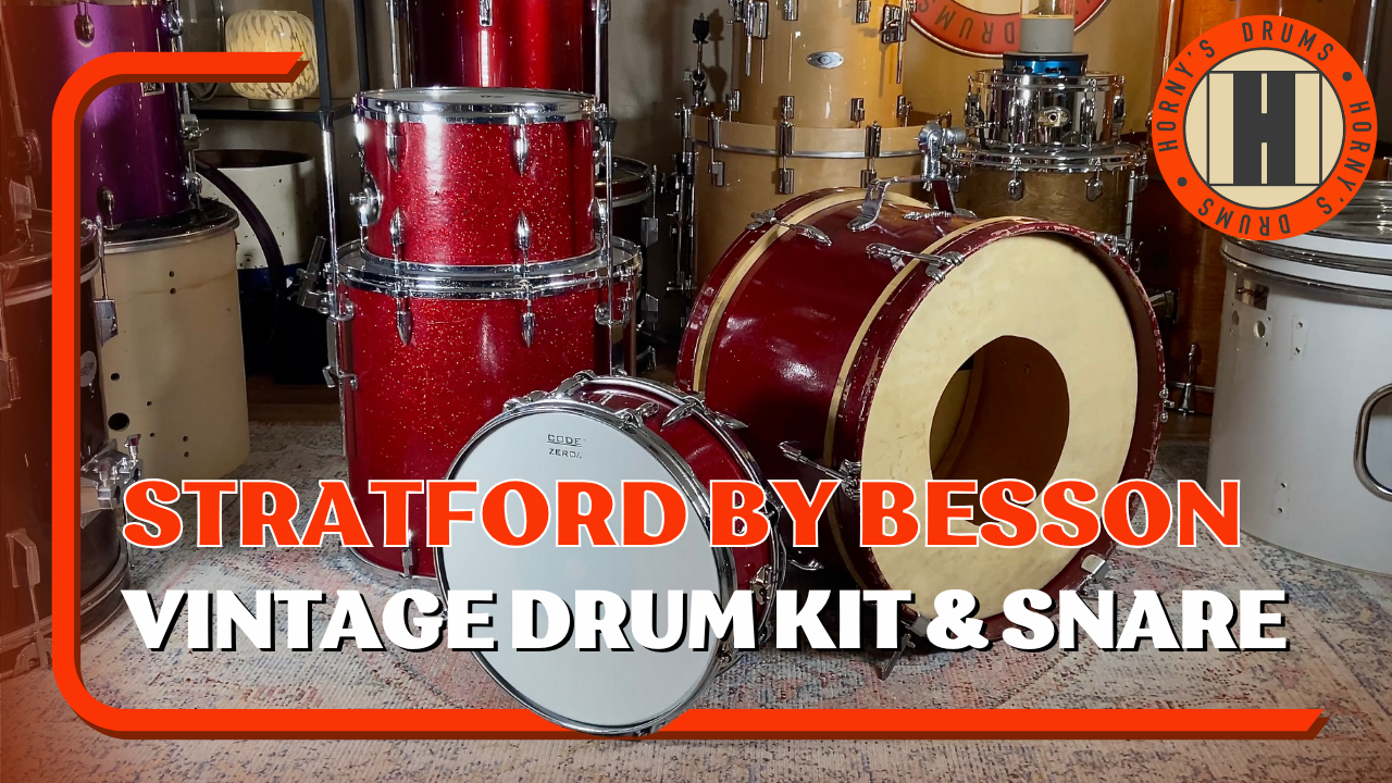 Stratford & Besson (Ajax) 'Shaftsbury' Outfit Drum Kit inc Snare in Red Sparkle - 1960s