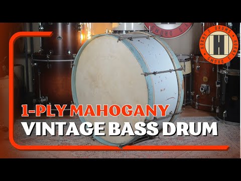 Vintage Mahogany 1-Ply 27" x 11.5" Bass Drum with Original Calf Skin Heads - 1930s