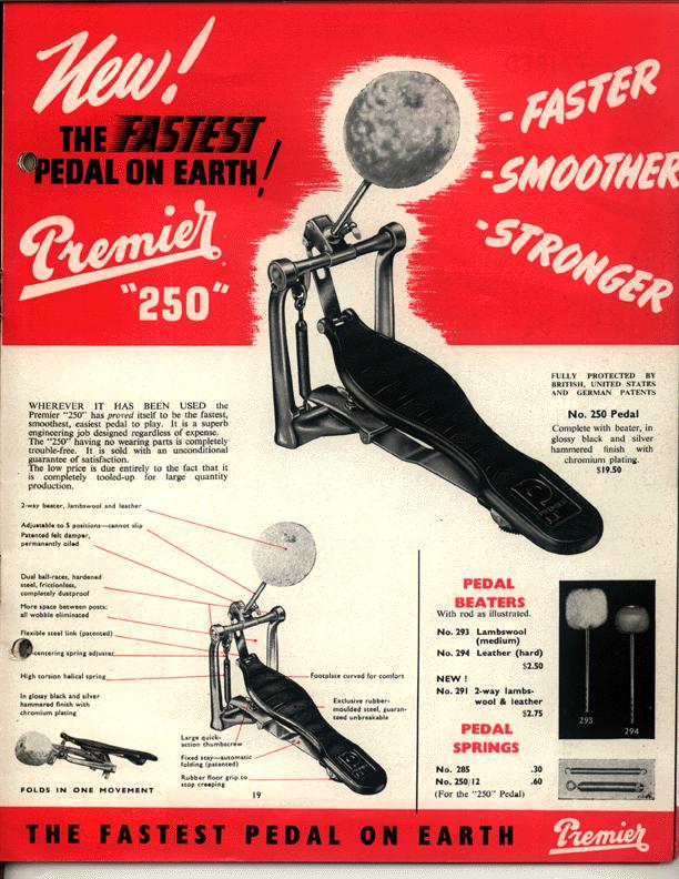 Premier '250' Vintage Bass Drum Pedal - 1958