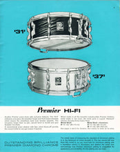 Load image into Gallery viewer, Premier ‘37’ Hi-Fi 14x5.5&quot; Vintage Snare Drum - 1960&#39;s
