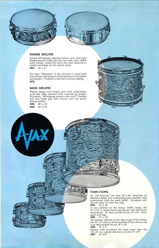 AJAX Nu Sound '6983' 16x16" Floor Tom 1960's Black Oyster
