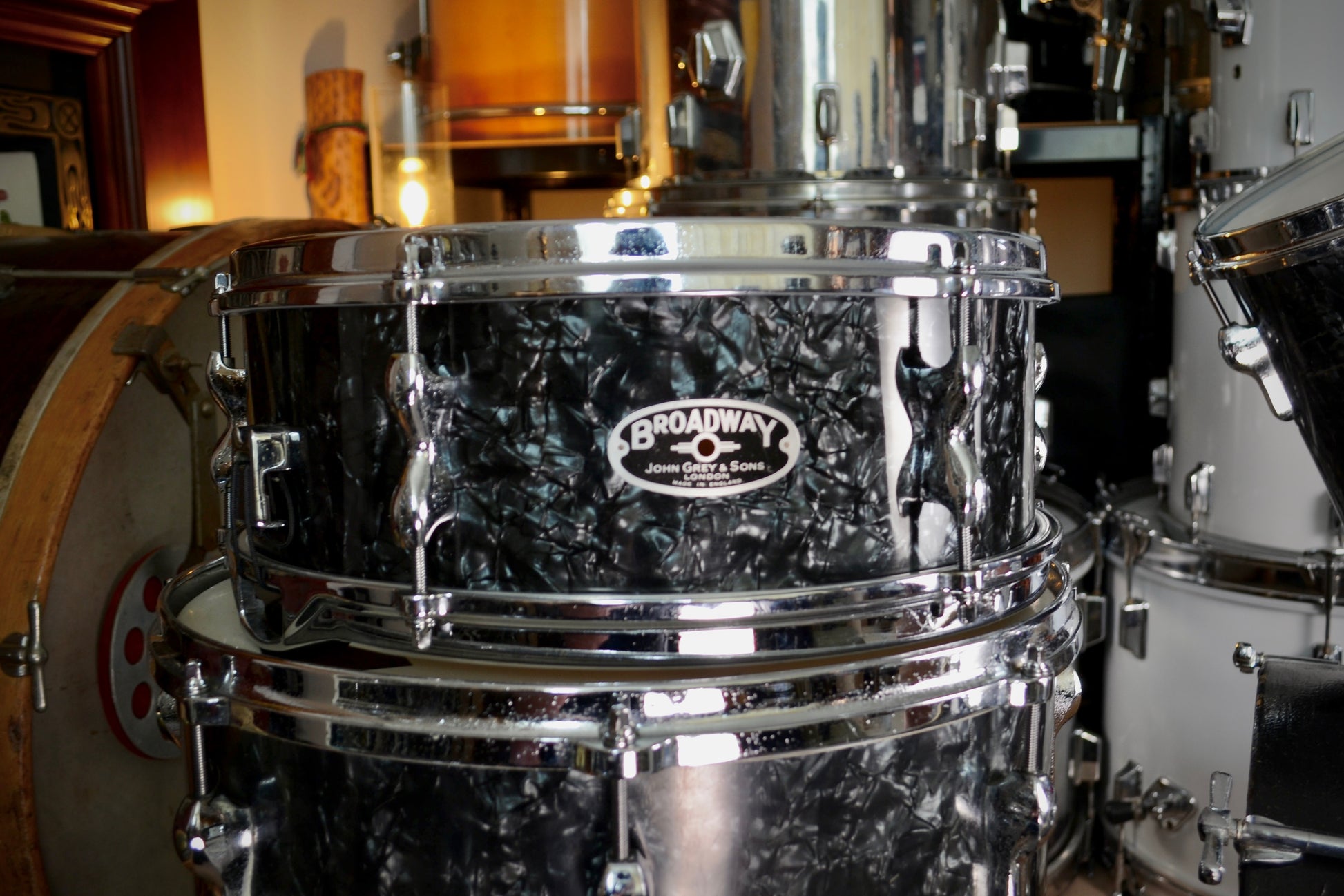 John Grey Broadway 'Super' Outfit No. 9051 Drum Kit in Black Marine Pearl with Snare - 1963