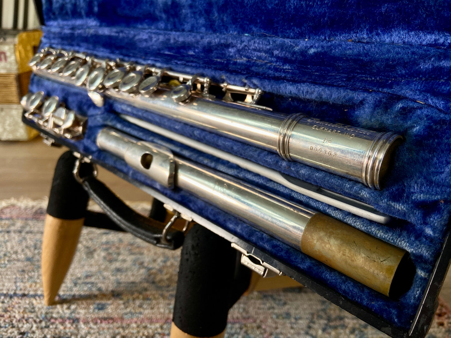 Vintage Gemeinhardt Elkhart M2 Flute with Cleaning Rod in Original Hard Case