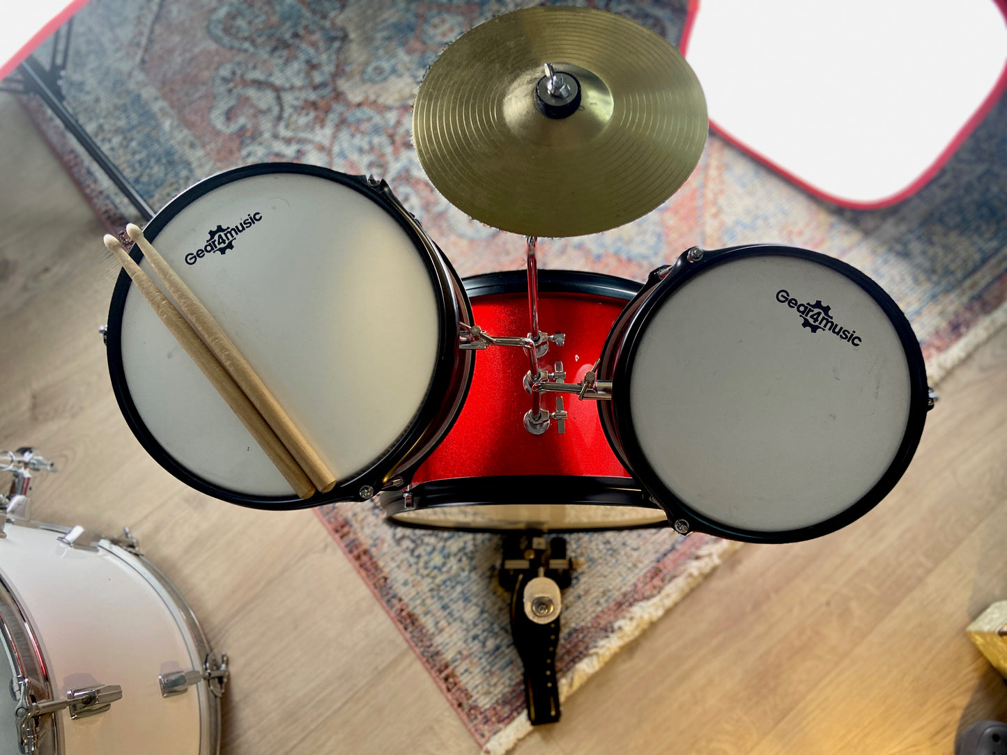 Childrens Drum Kit by Gear4music in Red Sparkle