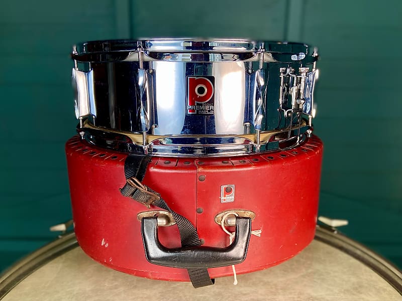 Premier '1005' 14x5" Steel Snare Drum Including Original Red Hard Case - 1980's