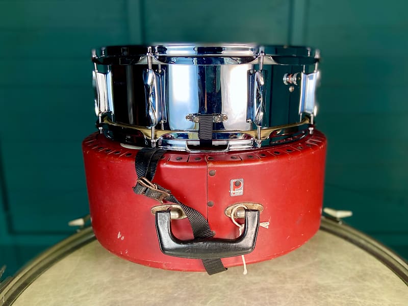 Premier '1005' 14x5" Steel Snare Drum Including Original Red Hard Case - 1980's