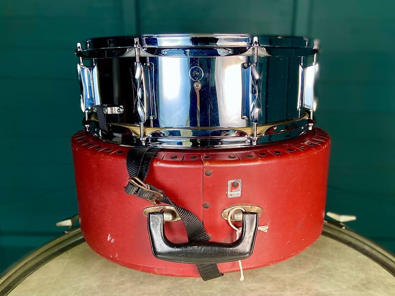 Premier '1005' 14x5" Steel Snare Drum Including Original Red Hard Case - 1980's