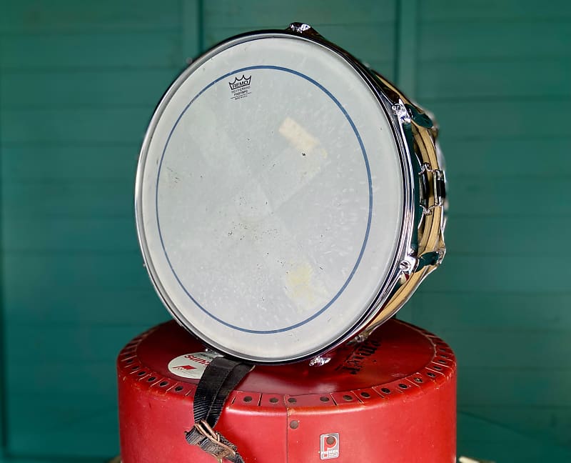 Premier '1005' 14x5" Steel Snare Drum Including Original Red Hard Case - 1980's