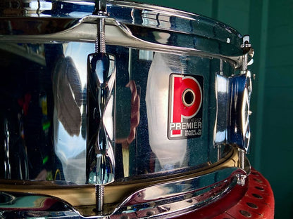 Premier '1005' 14x5" Steel Snare Drum Including Original Red Hard Case - 1980's