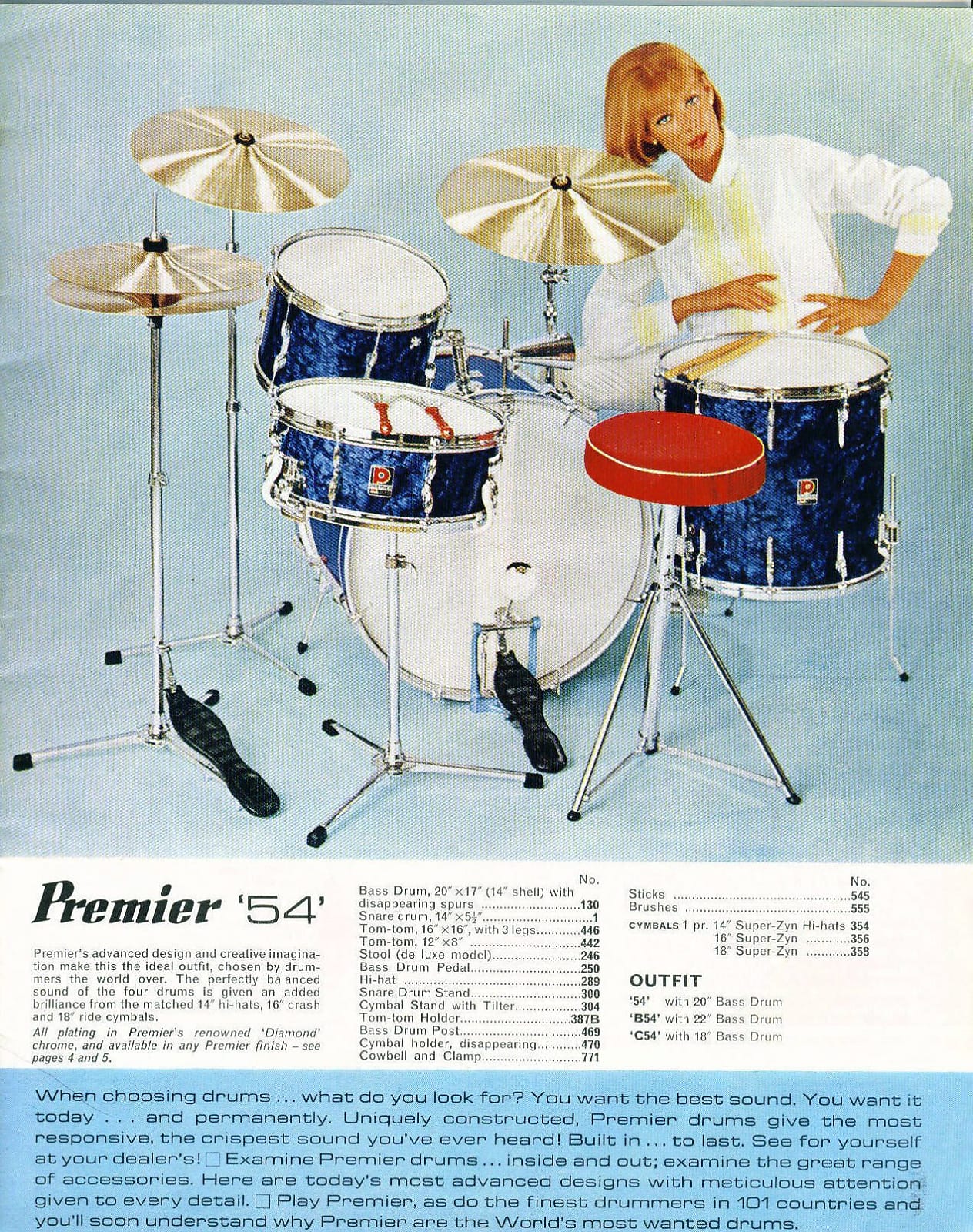 Premier '54' Vintage Drum Kit Blue Marine Pearl - 1966