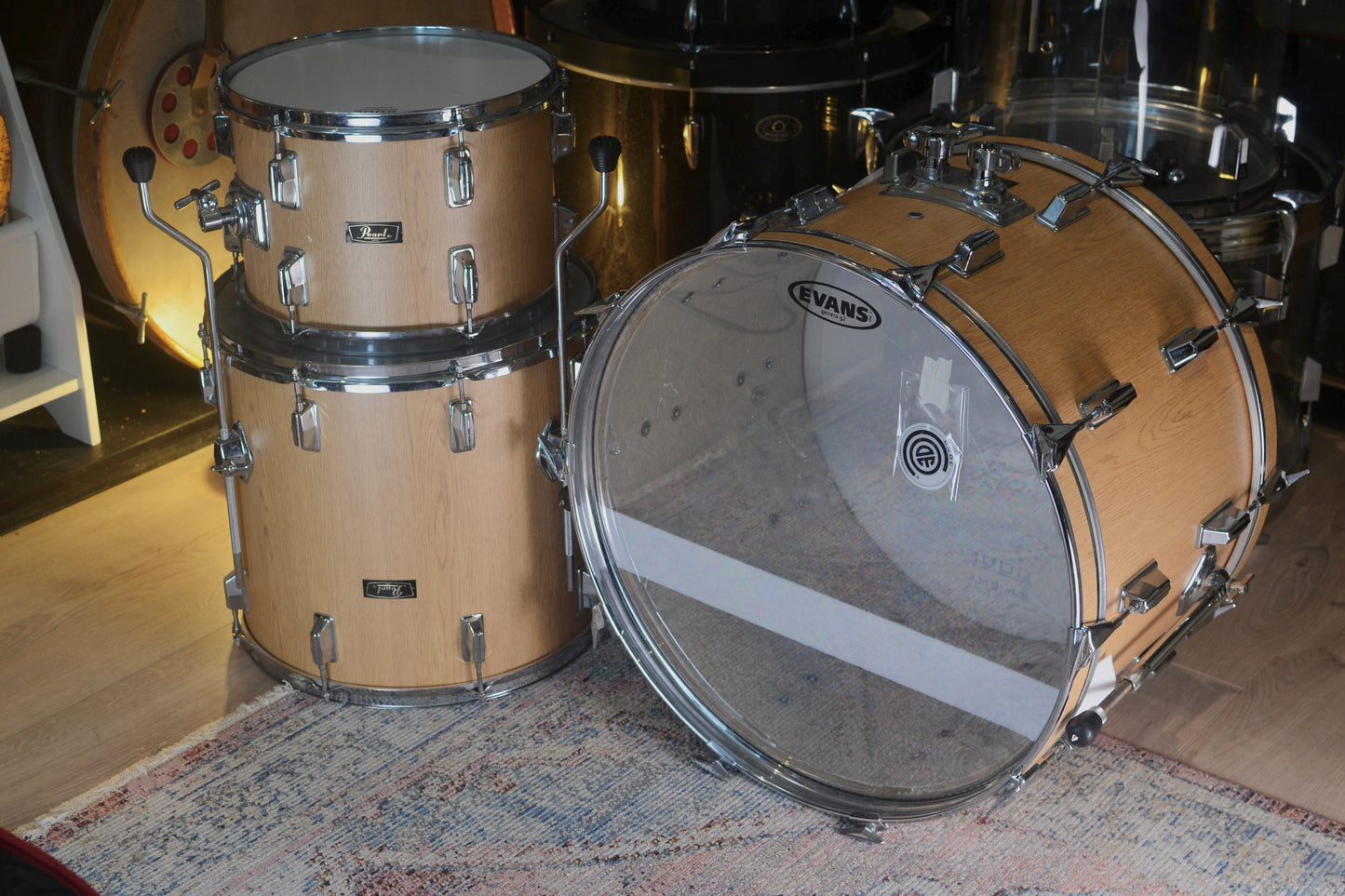 Pearl 'FW-522' Wood-Fibreglass Drum Kit with Wood Wrap - 13/16/22" - 1976