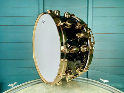 Black Panther 14x6.5” Hammered Brass Snare Drum with 24K Gold Hardware - BPBR465H