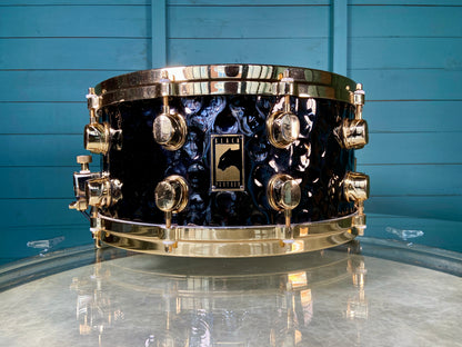 Black Panther 14x6.5” Hammered Brass Snare Drum with 24K Gold Hardware - BPBR465H