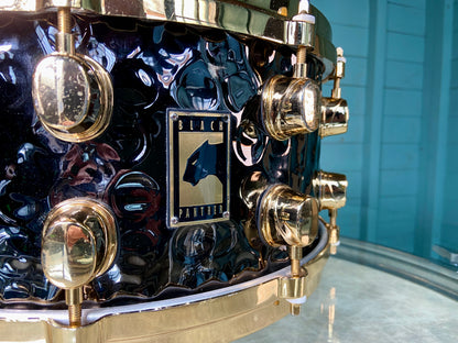 Black Panther 14x6.5” Hammered Brass Snare Drum with 24K Gold Hardware - BPBR465H