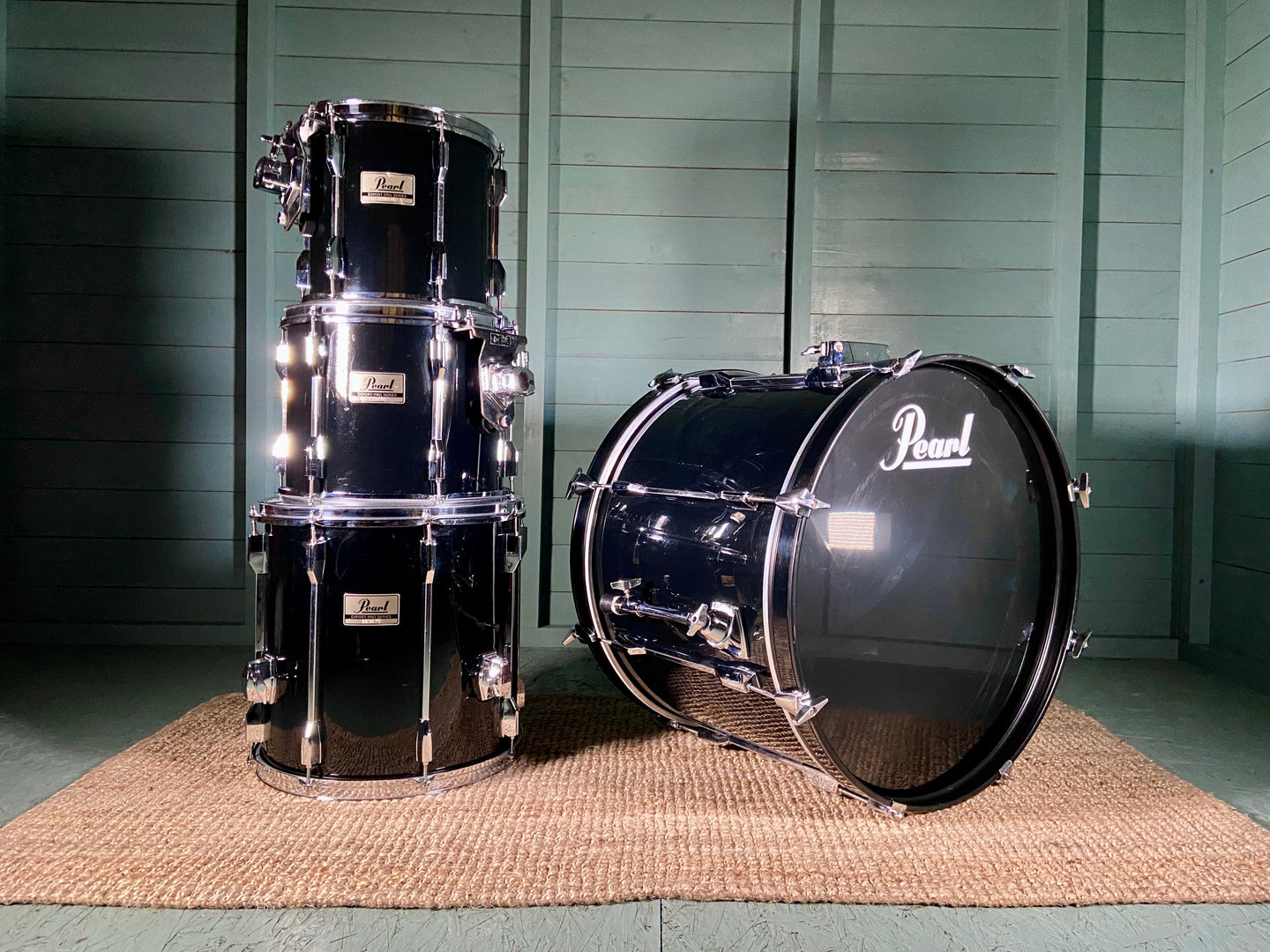 Pearl Export Pro Series Drum Kit Fusion Sizes in Piano Black - Mid 1990's
