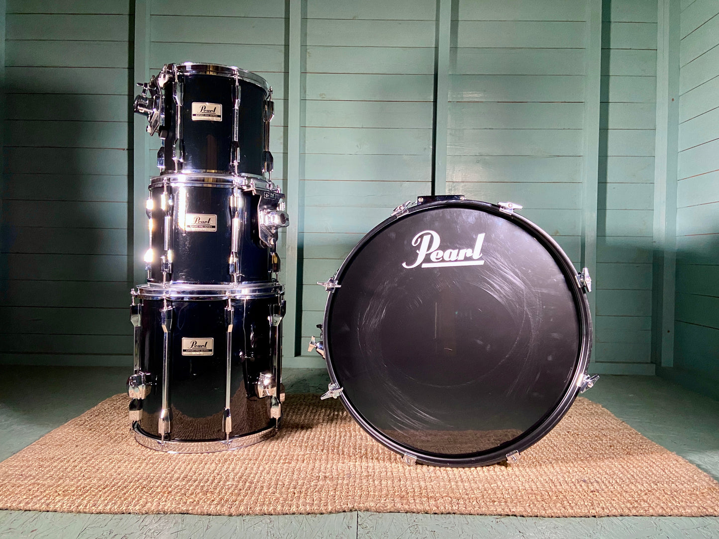 Pearl Export Pro Series Drum Kit Fusion Sizes in Piano Black - Mid 1990's