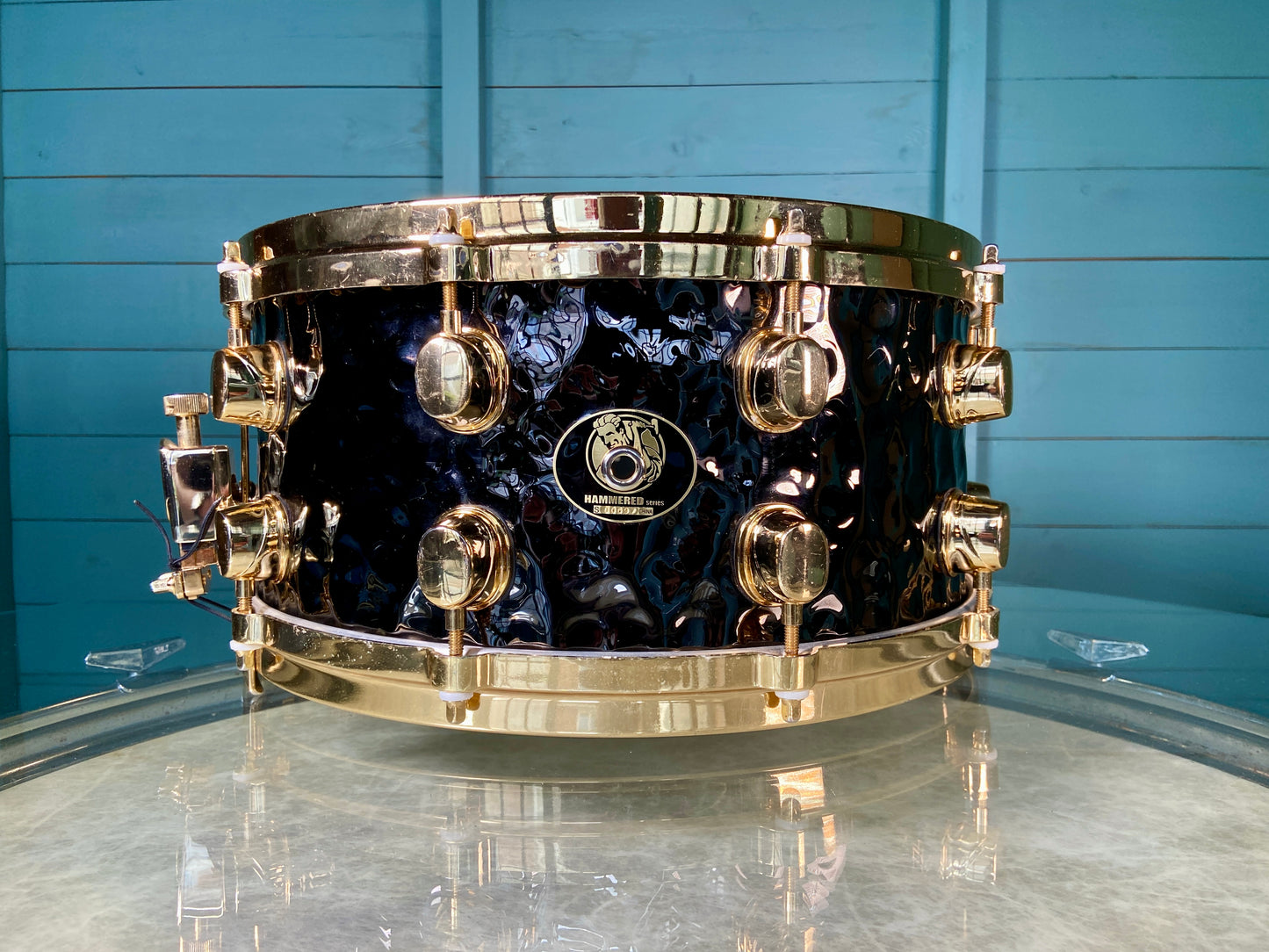 Black Panther 14x6.5” Hammered Brass Snare Drum with 24K Gold Hardware - BPBR465H