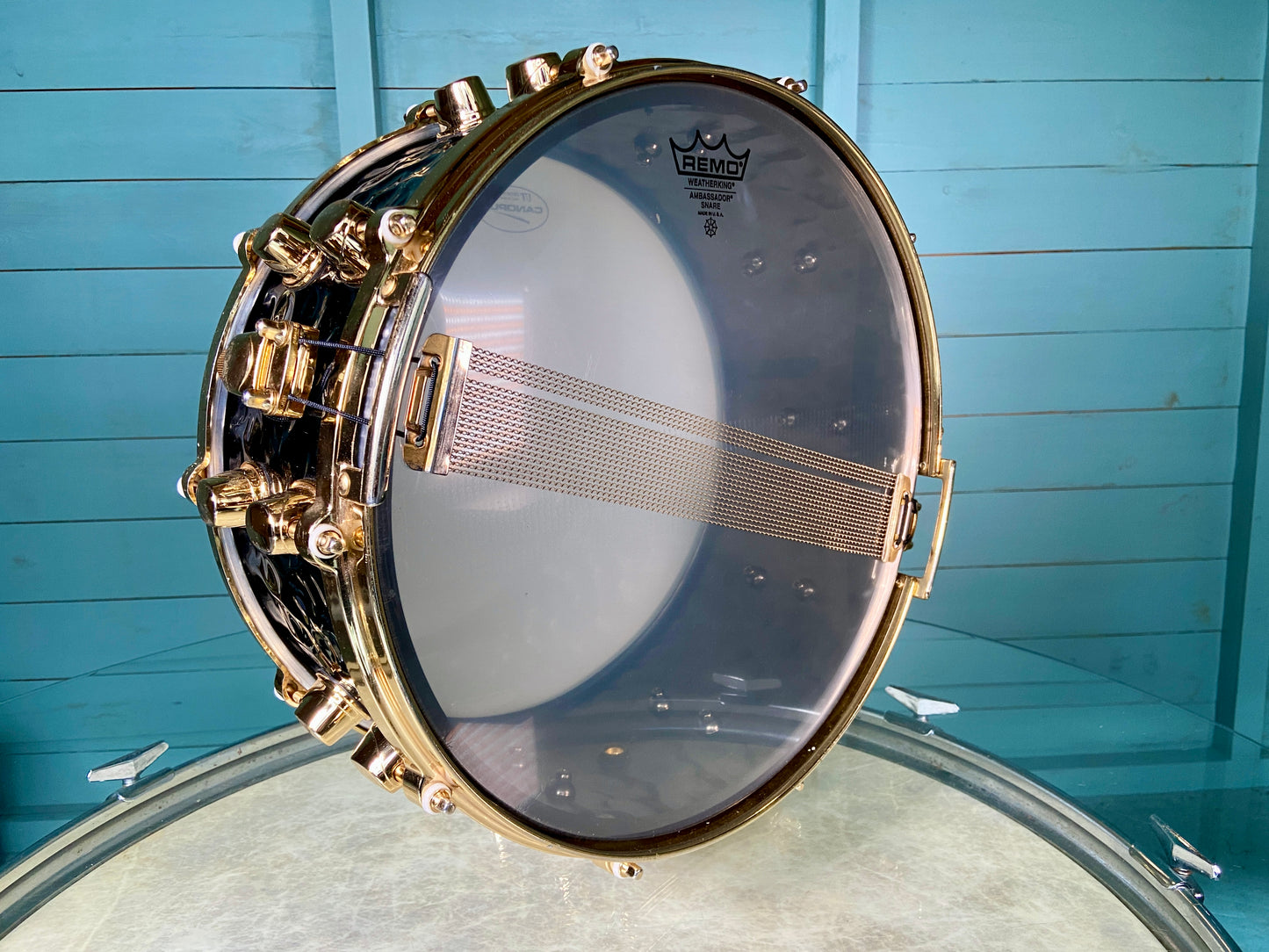 Black Panther 14x6.5” Hammered Brass Snare Drum with 24K Gold Hardware - BPBR465H