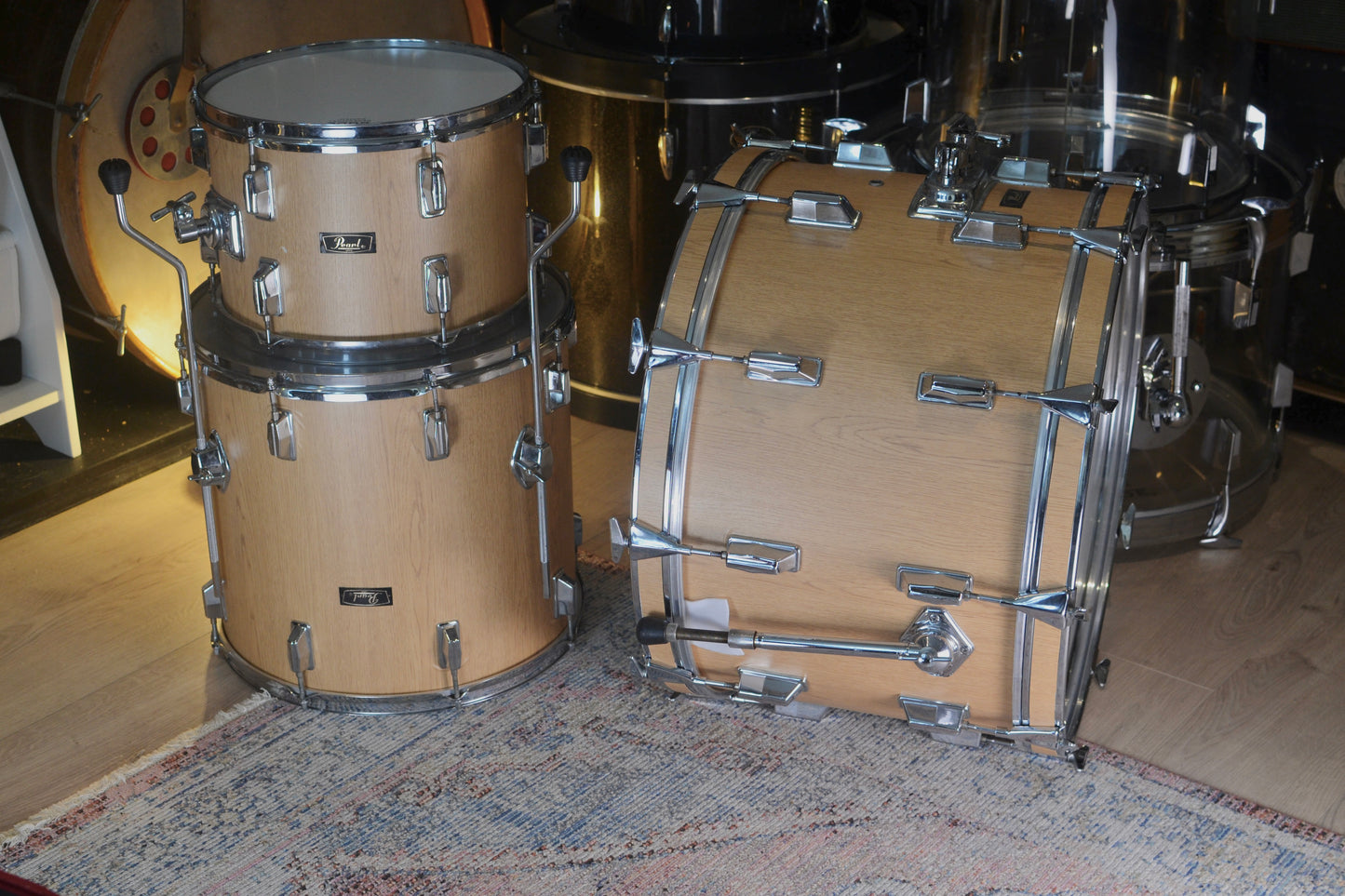 Pearl 'FW-522' Wood-Fibreglass Drum Kit with Wood Wrap - 13/16/22" - 1976